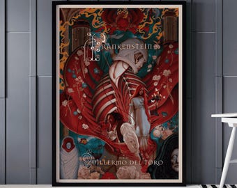 Frankenstein 2025 Movie Poster, Christmas Gifts, Gothic Wall Art, Horror Movie Decor, Dark Art Poster, Guillermo del Toro Movie