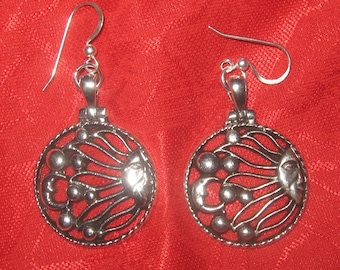 Silver Tone Unique Sun Moon and Stars Dangle Earrings Free Shipping