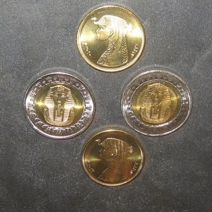 Authentic Lot of 4- 23mm Gold Tone Egypt Egyptian Cleopatra And King Tut Coins