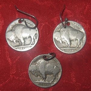 Authentic  Buffalo Nickel Pendant Earrings Set
