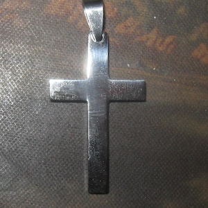 35MM Plain and Simple High Polished Stainless Steel Cross Pendant Necklace