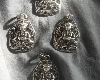 Wholesale  Lot  Of  4  -25mm Detailed  Steel  Ganesh  Pendants