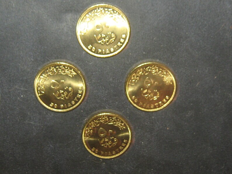 Authentic Lot of 4-23mm UNC Gold Tone Egypt Egyptian Cleopatra Coins