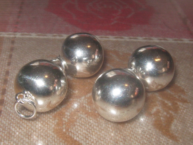 Wholesale Lot of 4 NEW 20MM Shiny Silver Tone Chime Harmony Ball Pendants