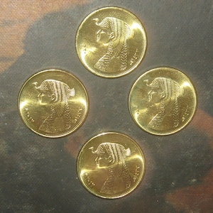 Authentic Lot of 4- 23mm Gold Tone Egypt Egyptian Cleopatra Coins
