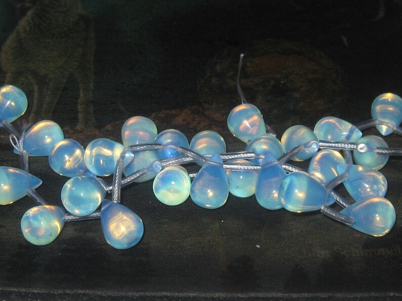 AAA 16 Strand of Round Tear drop Opalite Sea Opal 10 x 15MM Glass Beads