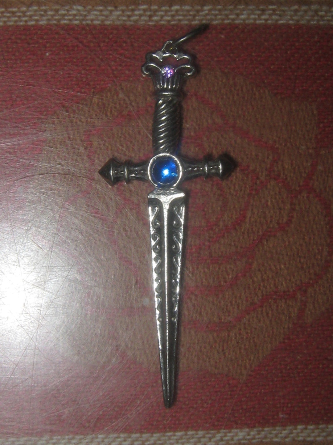 Pewter and Blue Crystal Medieval Sword Pendant Necklace - Etsy