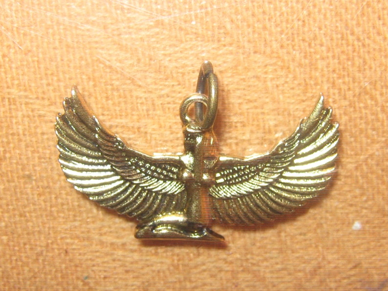 Wholesale Lot of 4 Gold Brass Tone Egyptian Goddess Isis Pendants