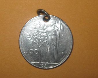 Authentic Vintage Italy Italian Athena Minerva Goddess Coin Pendant