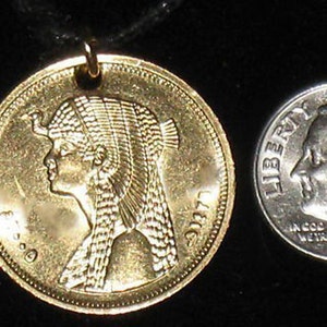 Authentic EGYPTIAN Egypt Cleopatra Coin Pendant Necklace