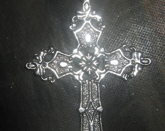 LARGE Zinc Gothic Cross Pendant Necklace