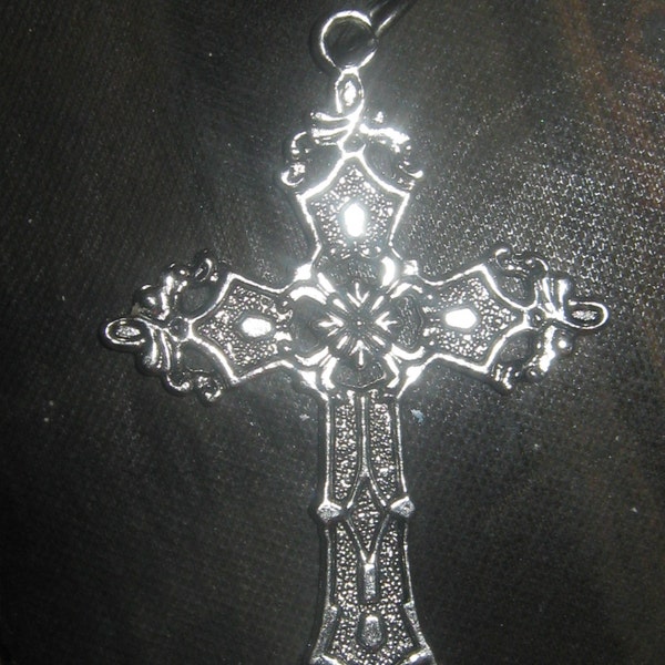 LARGE 50MM Zinc Gothic Cross Pendant Necklace