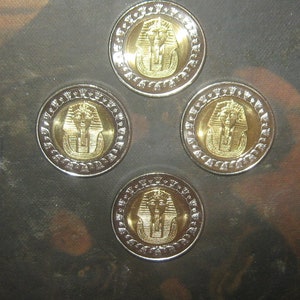 Authentic Lot of 4- 23mm Gold Tone Egypt Egyptian King Tut Coins