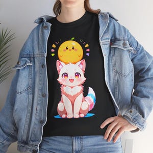 Cute Animal Graphic Tee | Adorable Fox with Orange, Unisex Cotton T-Shirt, Gift for Animal Lovers, Cute Casual Wear, Fun Party Top