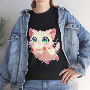 Cute Cat Cartoon Tee, Kawaii Unisex T-Shirt, Adorable Cat Shirt, Birthday Gift, Pet Lover Apparel, Animal Lover Gift