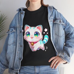 Cute Cat Graphic Tee, Perfect for Animal Lovers, Gift for Birthdays & Cat Enthusiasts, Casual Wear, Kawaii Style, Unisex T-Shirt