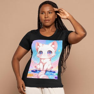 Cute Cat Graphic Tee for Pet Lovers, Kawaii T-Shirt, Gifts for Cat Owners, Casual Wear, Birthday Presents, Animal Lovers