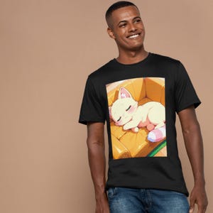 Cozy Cat Nap Tee | Unisex Cotton T-Shirt, Perfect Gift for Cat Lovers, Cute Animal Shirt, Relaxed Fit Top, Fun Gift for Homebodies