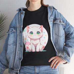 Cute Cat Graphic Unisex Tee, Perfect for Cat Lovers, Gift for Anime Fans, Casual Wear, Birthday Gift, Everyday Comfort
