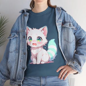 Cute Cat Design Unisex Cotton Tee, Anime Shirt, Pet Lover Gift, Casual Wear, Birthday Gift, Comfortable Apparel