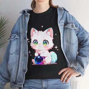 Cute Cat Graphic Tee, Casual Unisex Cotton T-Shirt for Cat Lovers, Gifts for Birthdays, Back to School, Everyday Wear, Anime Apparel