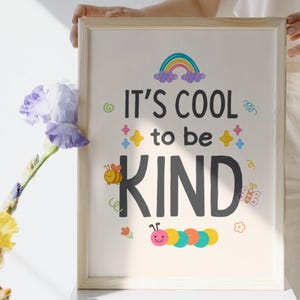 Ser amable es genial: póster alentador para habitaciones infantiles | Ser amigable es genial Impresión digital A4 y A3