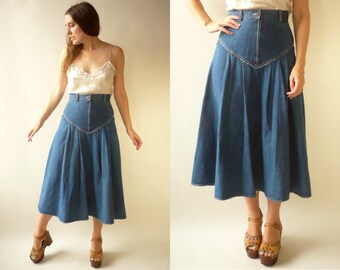80s denim skirt outfits