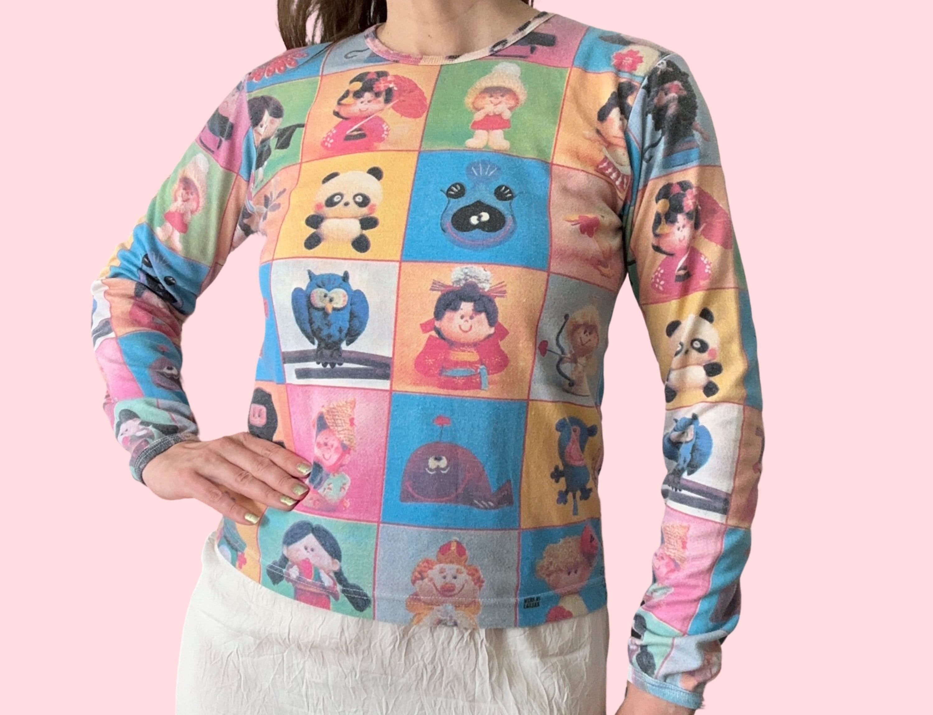 Out of Time Work Green Label 1990's Vintage Kawaii Anime Printed