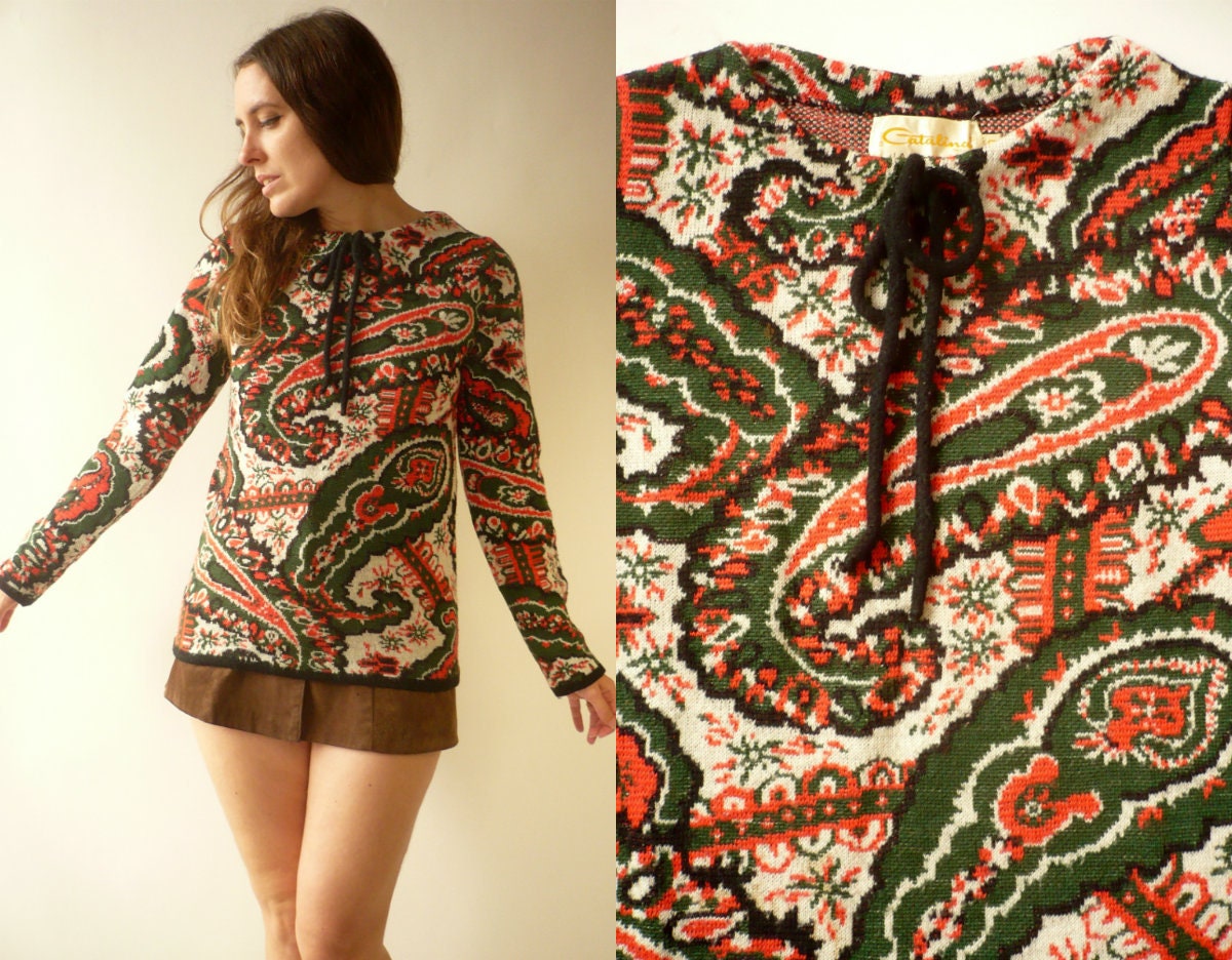Image of Catalina 's Vintage Paisley Knitted Jumper Sweater Size Small