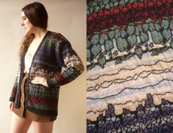 1990's Vintage Oversized Wool Blend Novelty Tapest
