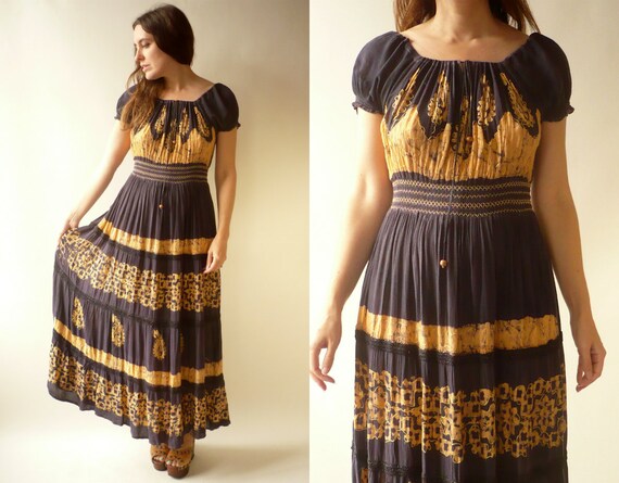 Vintage 1990's Indian Does Hungarian Smocked Puff