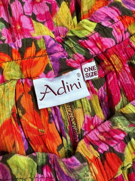 Adini 1980's Vintage Indian Crinkle Floral Printe… - image 9