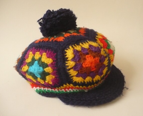 1970's Vintage Rainbow Knitted Crochet Novelty Bak