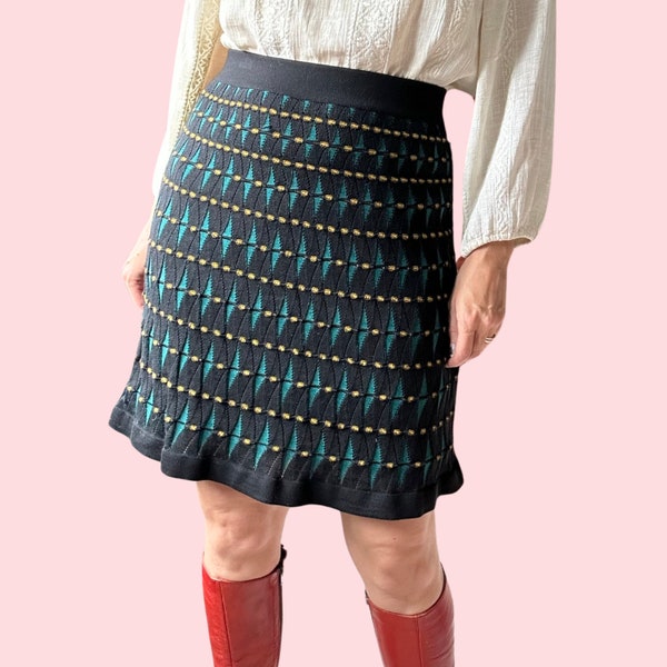 MISSONI 1990's Vintage Italian Designer Knitted Mini Skirt