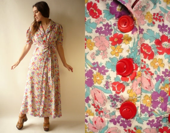 Genuine 1930's Vintage Cotton Floral Printed House