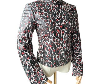 McQ By Alexander McQueen Animal Printed Leather Biker Moto Jacket Woman’s Size S