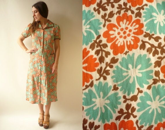 1920's 1930's Vintage Cotton Floral Workwear Print