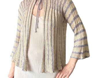 Mary Farrin Unlabelled 1970's Vintage Bohemian Crochet Knitted Hippie Top Cardigan