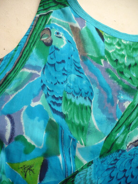 Vintage 1980's Phool Novelty Parrot Printed India… - image 8