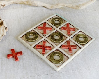 Tic Tac Toe Ceramic Board game, Christmas gift, Handmade Ceramic board game, decorative Ceramic Tic tac Toe