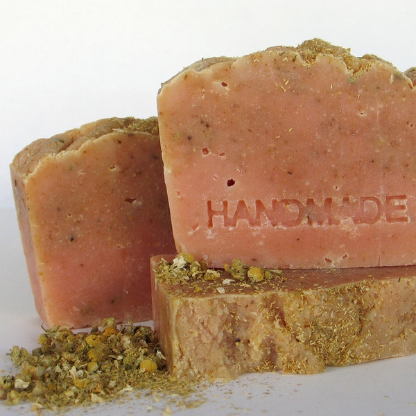 Chamomile and Lemon Acne treatment Cold Process Natural Soap-based on Greek Olive Oil
