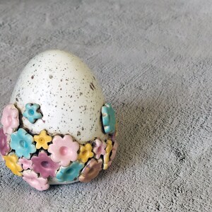 Ceramic Egg with flowers, Spring Egg, Handmade ceramic Easter Egg, Ceramic Decoration, Ceramics and Pottery image 3