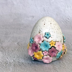 Ceramic Egg with flowers, Spring Egg, Handmade ceramic Easter Egg, Ceramic Decoration, Ceramics and Pottery image 1