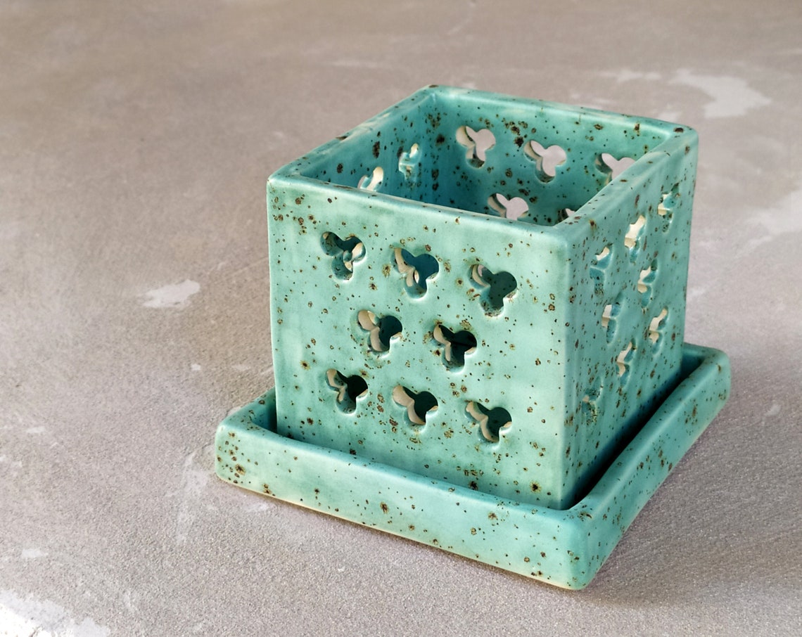 Ceramic Tea Light Holder, Handmade Ceramic Candle Holder, Curved