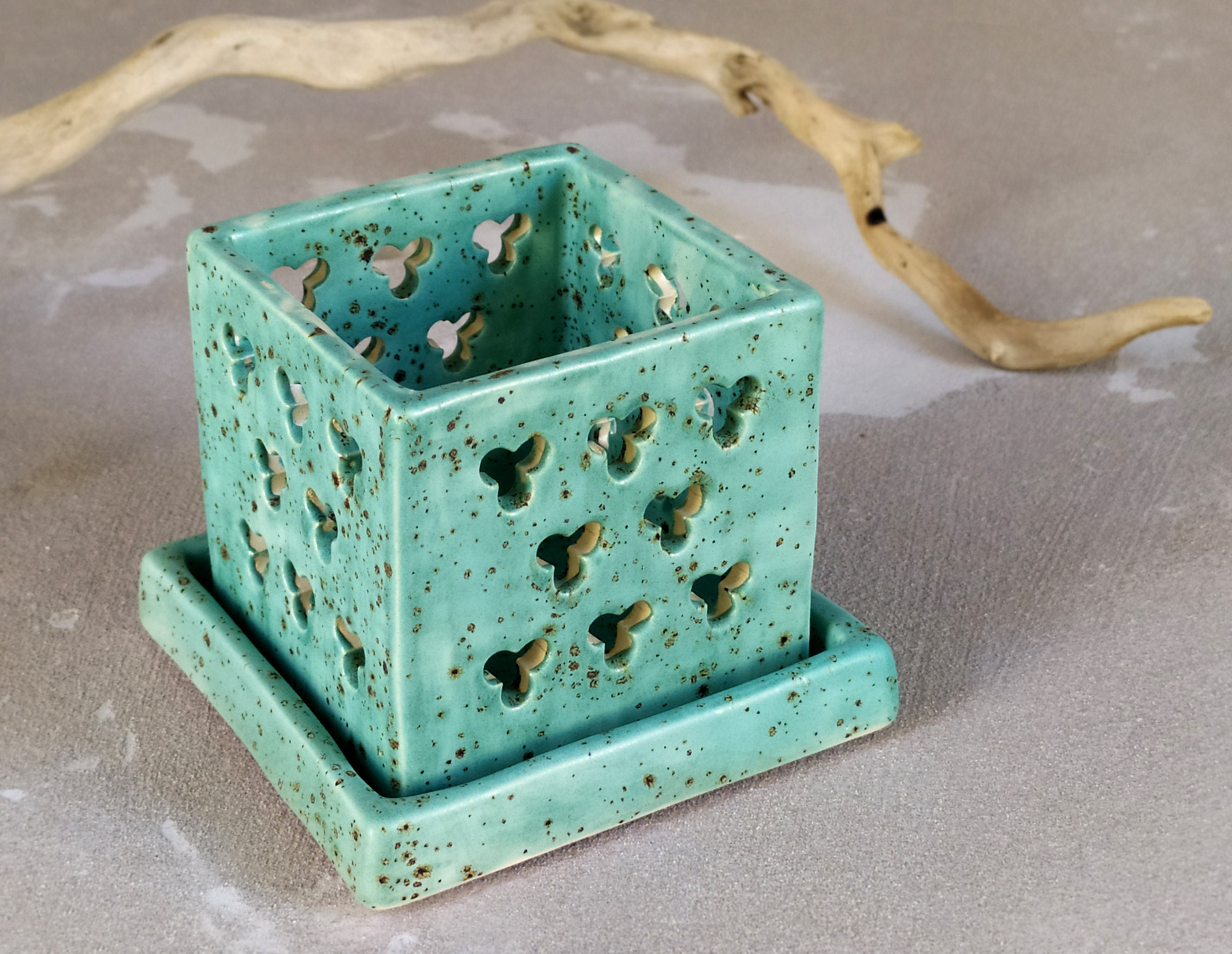 Ceramic Tea Light Holder, Handmade Ceramic Candle Holder, Curved