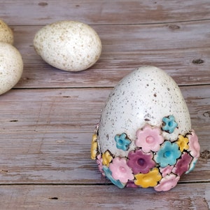 Ceramic Egg with flowers, Spring Egg, Handmade ceramic Easter Egg, Ceramic Decoration, Ceramics and Pottery image 8
