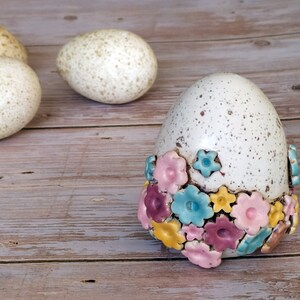 Ceramic Egg with flowers, Spring Egg, Handmade ceramic Easter Egg, Ceramic Decoration, Ceramics and Pottery image 7