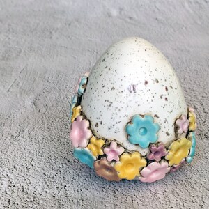 Ceramic Egg with flowers, Spring Egg, Handmade ceramic Easter Egg, Ceramic Decoration, Ceramics and Pottery image 2