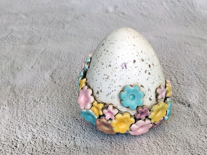 Ceramic Egg with flowers, Spring Egg, Handmade ceramic Easter Egg, Ceramic Decoration, Ceramics and Pottery image 2