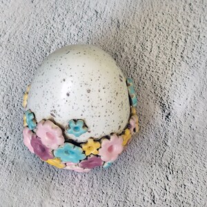 Ceramic Egg with flowers, Spring Egg, Handmade ceramic Easter Egg, Ceramic Decoration, Ceramics and Pottery image 5